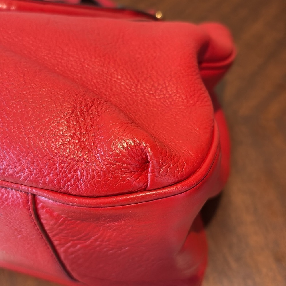 Marc Jacobs satchel shoulder /Crossbody bag leather holiday red 3 compartment - Picture 13 of 17
